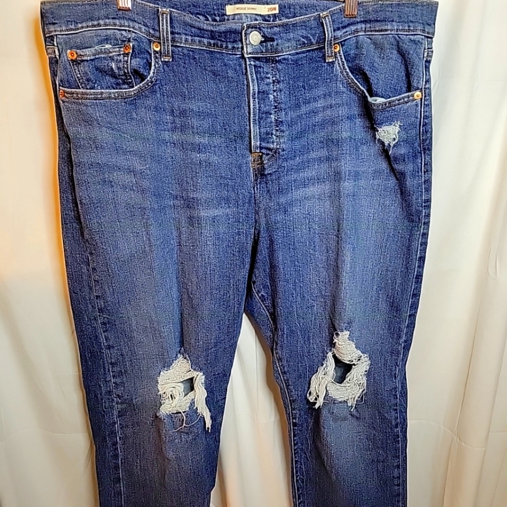 Levi's Distressed Wedge Skinny Button Fly Size 20W Jeans